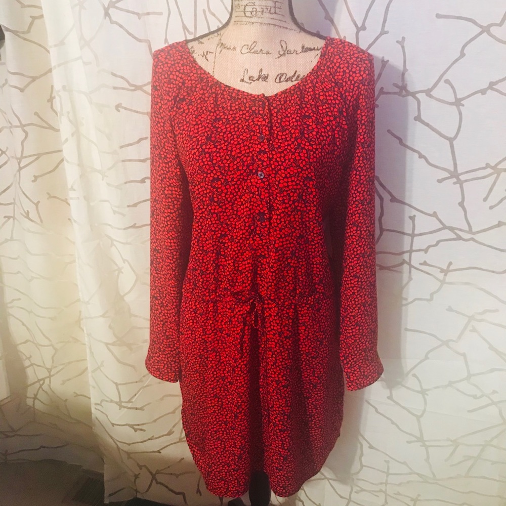 GAP DRAWSTRING RED PATTERN DRESS